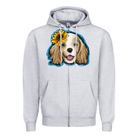 Heather Grey cocker spaniel sunflower Zipper Hoodie - Jasminsmagicworld
