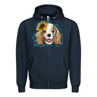 Navy cocker spaniel sunflower Zipper Hoodie - Jasminsmagicworld