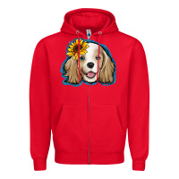 Red cocker spaniel sunflower Zipper Hoodie - Jasminsmagicworld