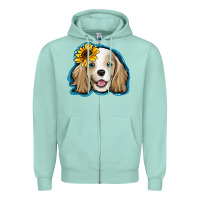 Seafoam cocker spaniel sunflower Zipper Hoodie - Jasminsmagicworld
