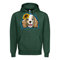 Sports Green cocker spaniel sunflower Zipper Hoodie - Jasminsmagicworld