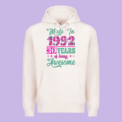 Made In 1992, 30 Years Of Being Awesome Premium Hoodie Designed By Jasminsmagicworld