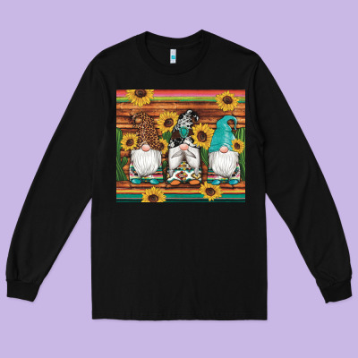 Western Gnomes Cactus Sunflowers Serape Wooden Leopard Gemstone Long Sleeve Tee Designed By Artiststas