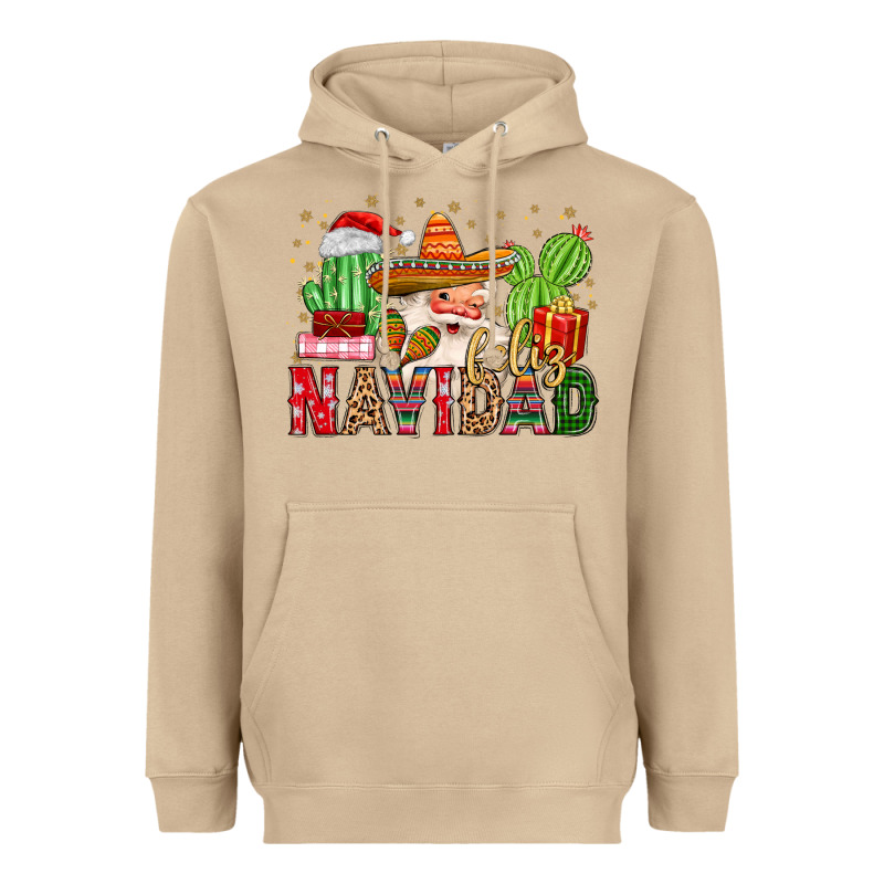 Feliz Navidad Santa Heavyweight Hoodie by MaliasSmallBusiness | Teevron