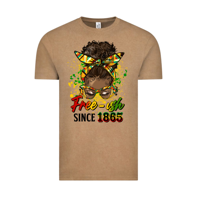 Free Ish Since 1865 Afro Messy Bun Vintage Tee by HRA Design Shop | Teevron