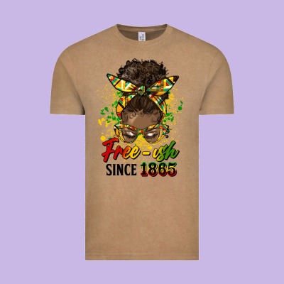 Free Ish Since 1865 Afro Messy Bun Vintage Tee Designed By Hra Design Shop