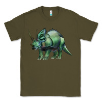 Army Green dinosaur triceratops Classic Tee - Artiststas