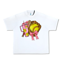 White softball coquette bow Urban Heavy Tee - JahusDesignShop