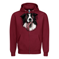 Burgundy Border Collie Zipper Hoodie - Jasminsmagicworld