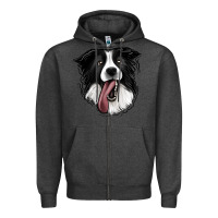 Charcoal Heather Border Collie Zipper Hoodie - Jasminsmagicworld