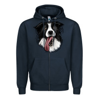 Navy Border Collie Zipper Hoodie - Jasminsmagicworld
