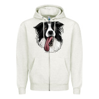 Oatmeal Heather Border Collie Zipper Hoodie - Jasminsmagicworld