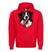 Red Border Collie Zipper Hoodie - Jasminsmagicworld