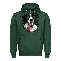 Sports Green Border Collie Zipper Hoodie - Jasminsmagicworld