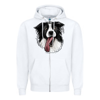White Border Collie Zipper Hoodie - Jasminsmagicworld