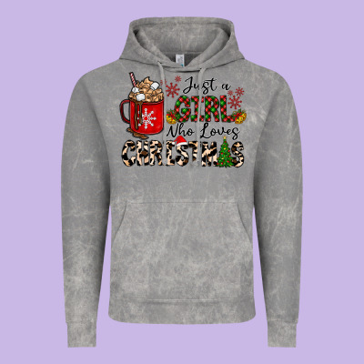 Just A Girl Who Loves Christmas Vintage Hoodie Designed By Cowhidedigitalart