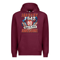 Burgundy january 1942 80 years of being awesome Premium Hoodie - Jasminsmagicworld