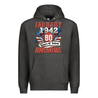 Charcoal Heather january 1942 80 years of being awesome Premium Hoodie - Jasminsmagicworld