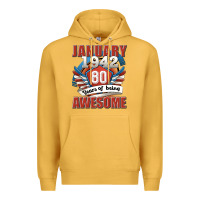 Mustard january 1942 80 years of being awesome Premium Hoodie - Jasminsmagicworld