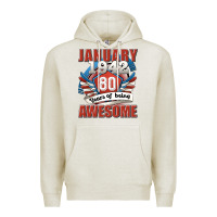 Oatmeal Heather january 1942 80 years of being awesome Premium Hoodie - Jasminsmagicworld