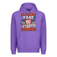 Purple january 1942 80 years of being awesome Premium Hoodie - Jasminsmagicworld