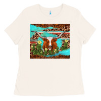 Bone longhorn tumbler Ladies Tee - AdoDesignShop