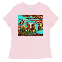 Bubblegum Pink longhorn tumbler Ladies Tee - AdoDesignShop