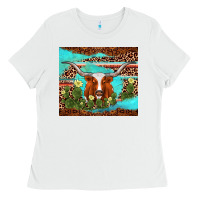 White longhorn tumbler Ladies Tee - AdoDesignShop