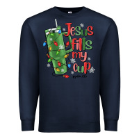 Navy jesus fills my cup psalm 25 5 Premium Sweatshirt - MaliasSmallBusiness