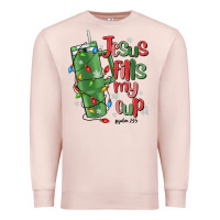 Pale Pink jesus fills my cup psalm 25 5 Premium Sweatshirt - MaliasSmallBusiness