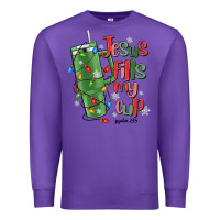 Purple jesus fills my cup psalm 25 5 Premium Sweatshirt - MaliasSmallBusiness