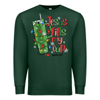 Sports Green jesus fills my cup psalm 25 5 Premium Sweatshirt - MaliasSmallBusiness