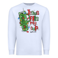 White jesus fills my cup psalm 25 5 Premium Sweatshirt - MaliasSmallBusiness