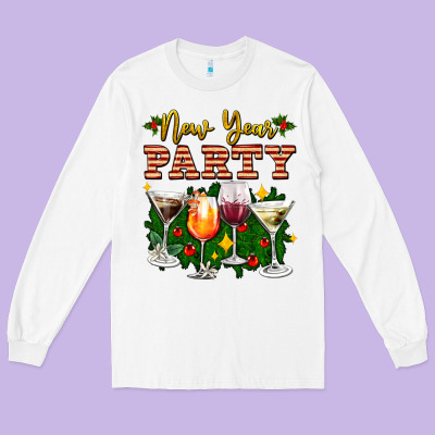 New Year Party Christmas Coctail Long Sleeve Tee Designed By Adodesignshop