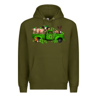 Army Green st patricks farm animals truck Premium Hoodie - Jasminsmagicworld