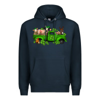 Navy st patricks farm animals truck Premium Hoodie - Jasminsmagicworld