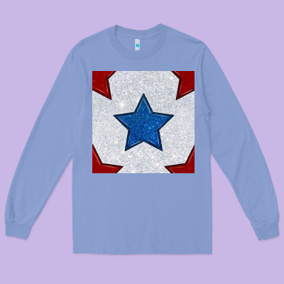 Glitter 4th Of July Seamless Pattern Long Sleeve Tee Designed By Bundleandbundleshop