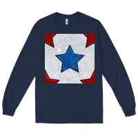 Navy Glitter 4th Of July Seamless Pattern Long Sleeve Tee - BundleAndBundleShop