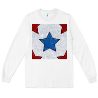 White Glitter 4th Of July Seamless Pattern Long Sleeve Tee - BundleAndBundleShop