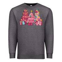 Charcoal Heather Pink Christmas trees Premium Sweatshirt - NancyCooperArtShop