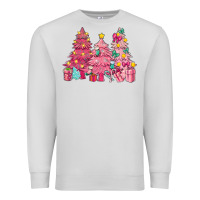 Dove Grey Pink Christmas trees Premium Sweatshirt - NancyCooperArtShop