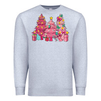 Heather Grey Pink Christmas trees Premium Sweatshirt - NancyCooperArtShop