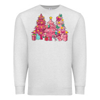 Oatmeal Heather Pink Christmas trees Premium Sweatshirt - NancyCooperArtShop