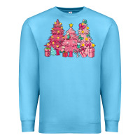 Ocean Blue Pink Christmas trees Premium Sweatshirt - NancyCooperArtShop