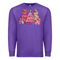 Purple Pink Christmas trees Premium Sweatshirt - NancyCooperArtShop