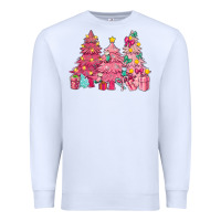 White Pink Christmas trees Premium Sweatshirt - NancyCooperArtShop