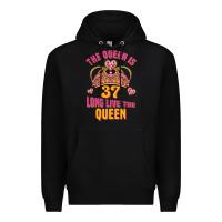 Black the queen is 37 long live the queen kopya Premium Hoodie - Jasminsmagicworld