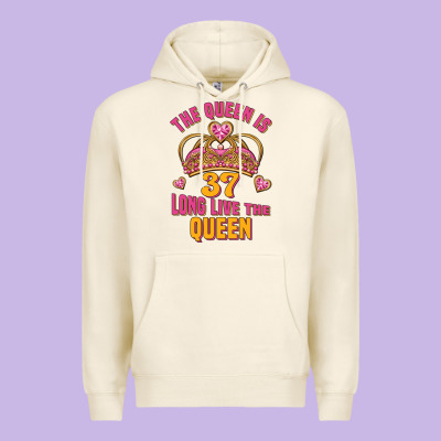 The Queen Is 37 Long Live The Queen Kopya Premium Hoodie Designed By Jasminsmagicworld