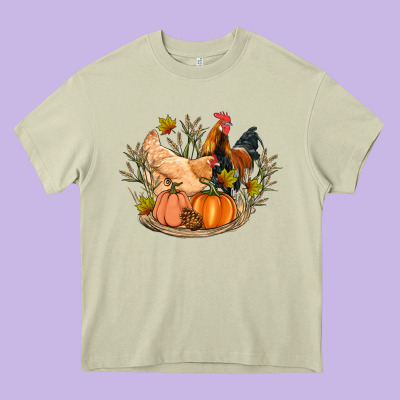 Fall Coop Animals Pumpkin Heavy Core Tee Designed By Artiststas