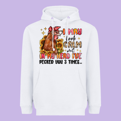 I May Look Calm But In My Head I've Pecked You Heavyweight Hoodie Designed By Maliassmallbusiness